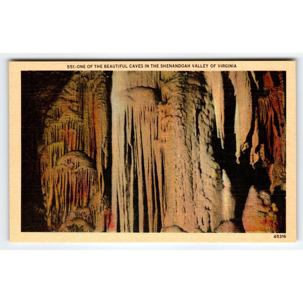 Caves in the Shenandoah Valley of Virginia Linen Postcard Asheville Co #45316